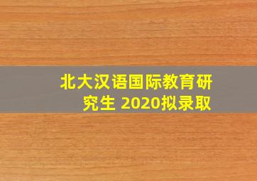 北大汉语国际教育研究生 2020拟录取